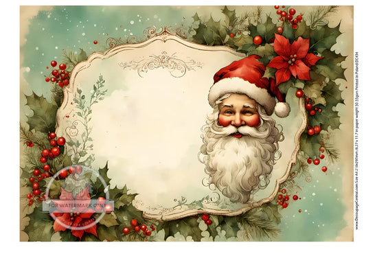 A4 DC434 Label Santa Decoupage Central Rice Paper Design