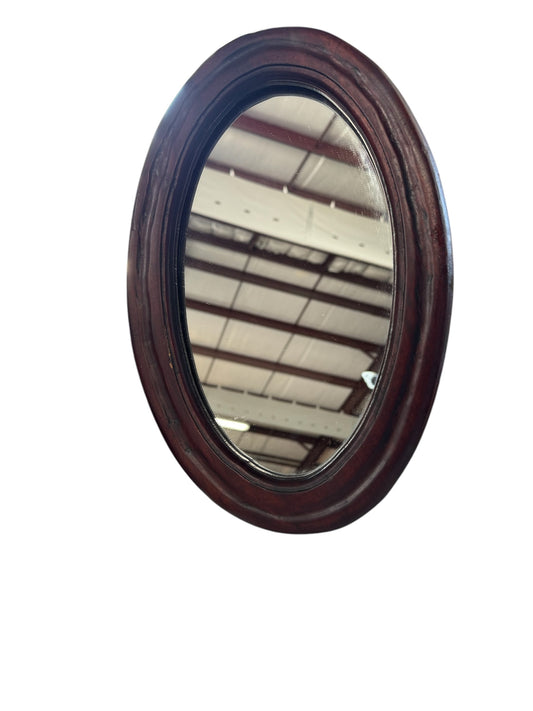 Dark Wood Oval Mirror