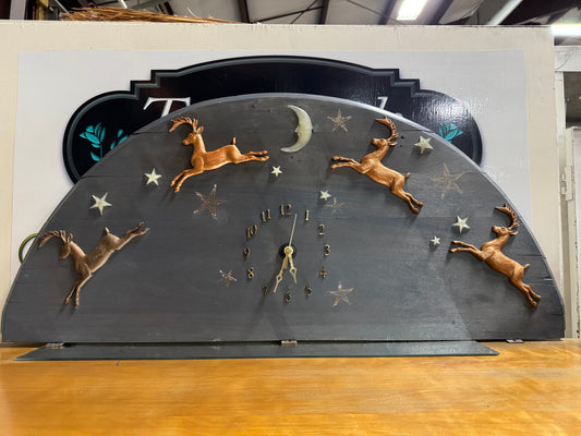 Handcrafted Reindeer Clock