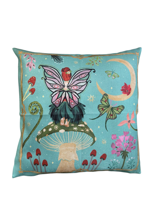 Fairy Wonderland Teal 18" Interchangeable Pillow Cover