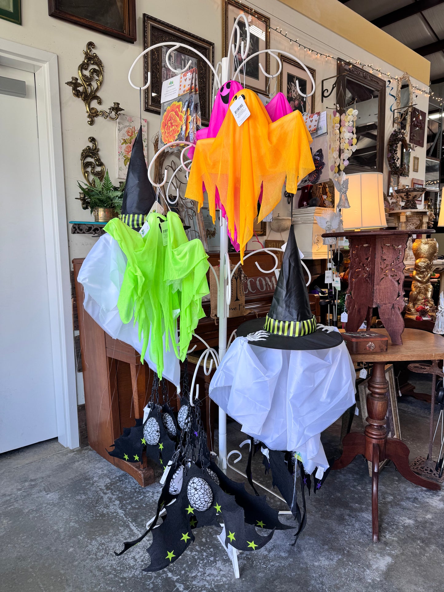 Animated Witch Hat Ghost with Color-Changing LED Lights and Sound