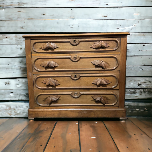 Carved 4-drawer Walnut dresser Acorn handles