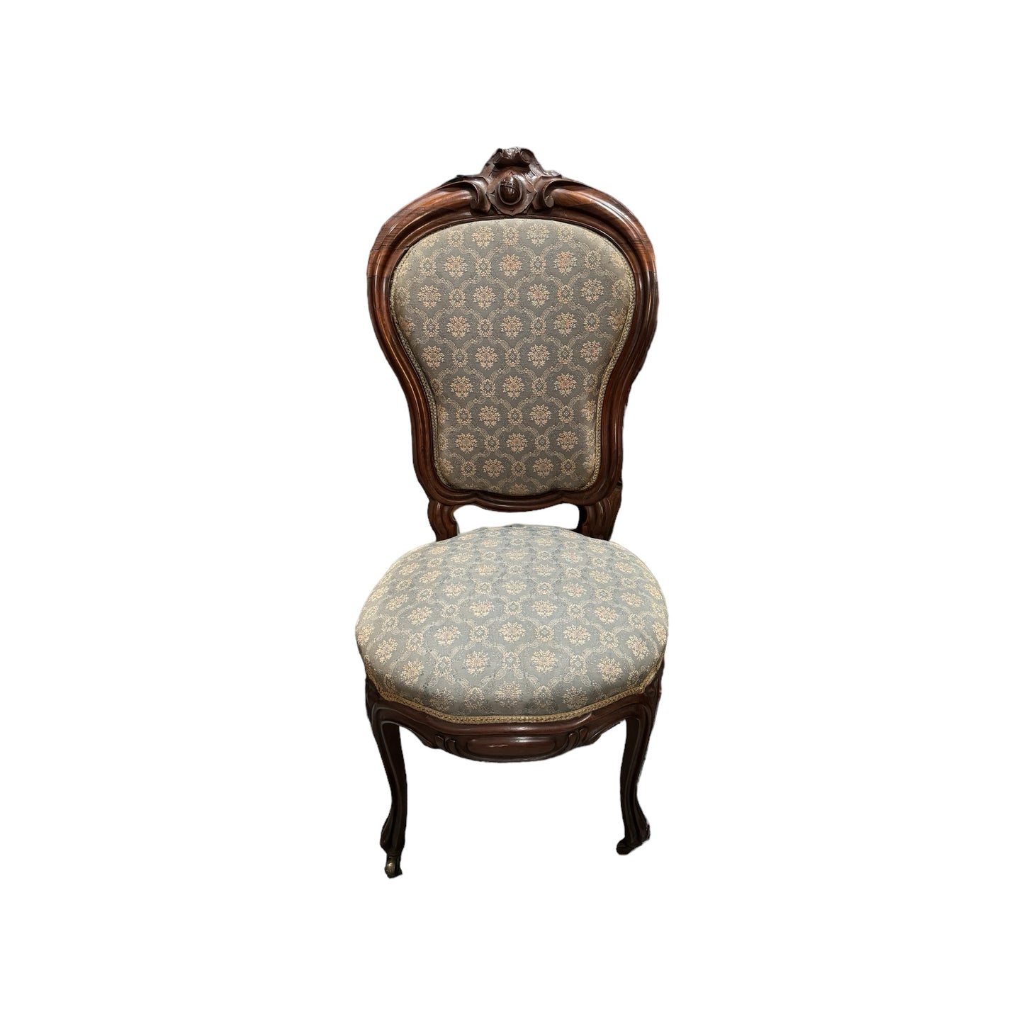 Hand Carved Rosewood Upholstered Accent Chair