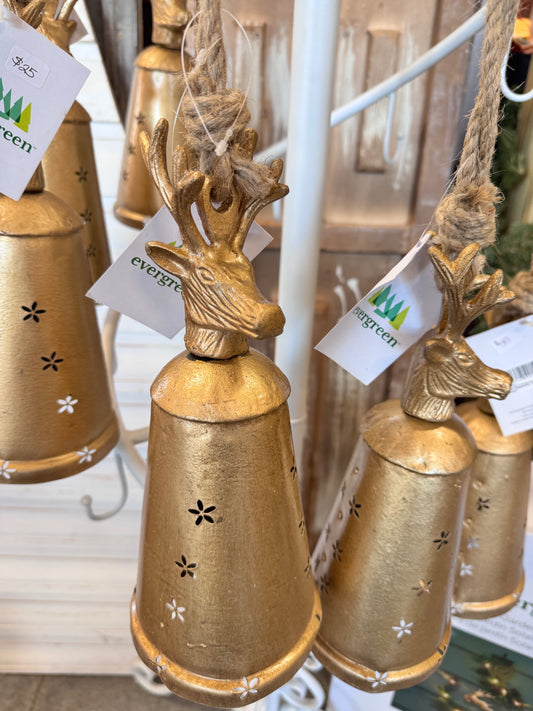 Woodland Storybook Garden Accent Garden Bell Metallic Reindeer