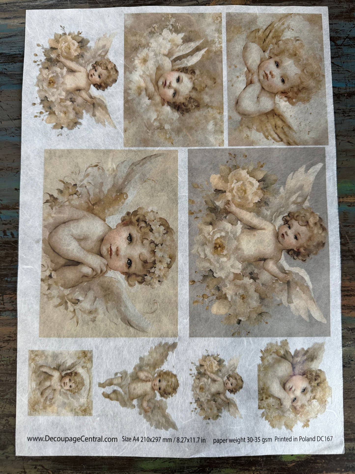 DC167 A4 Decoupage Central Cherubs Decoupage Rice Paper Designs