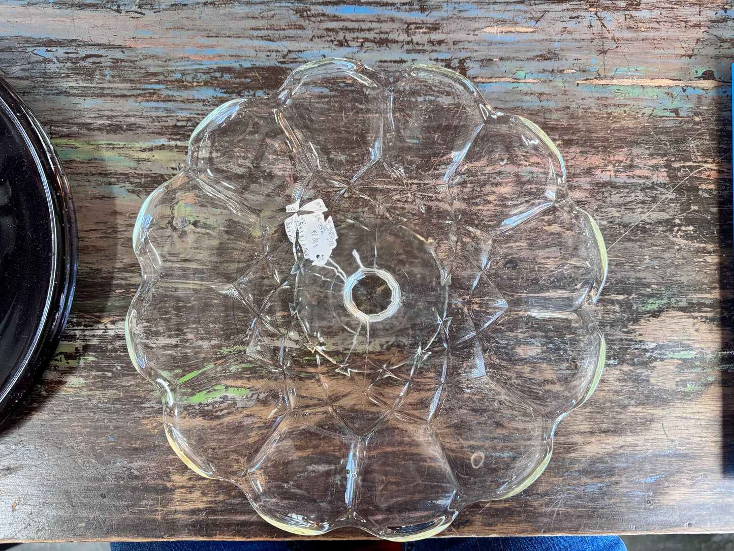 Clear Glass Pedestal Cake Plate with Scalloped Edges