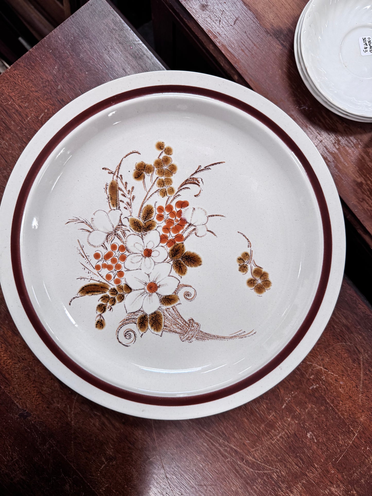 Four Season Autumn Bouquet Vintage Stoneware Dinner Plate