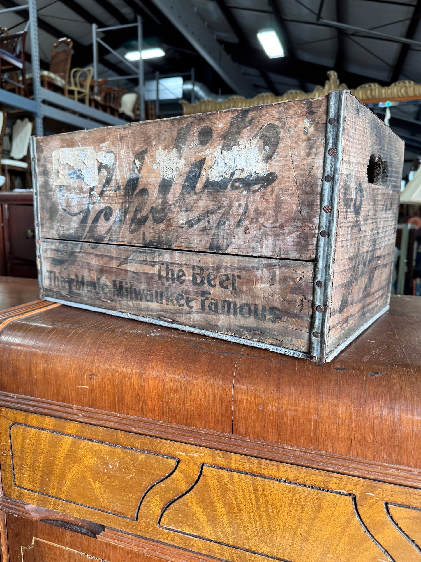 Vintage Wood Schlitz Beer Crate