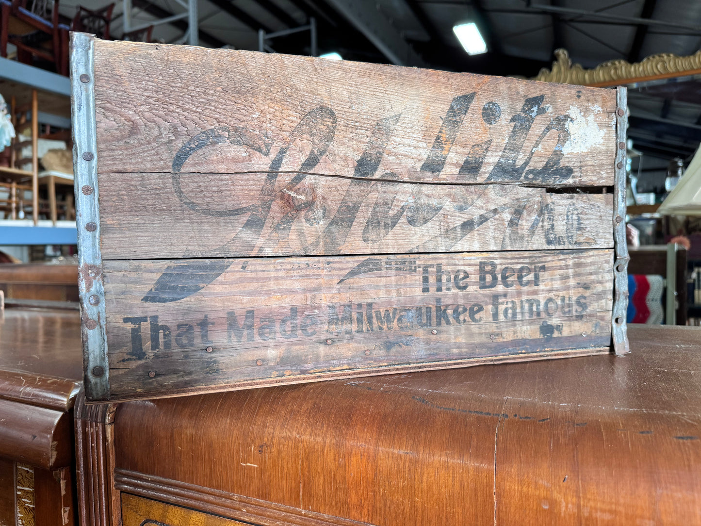 Vintage Wood Schlitz Beer Crate