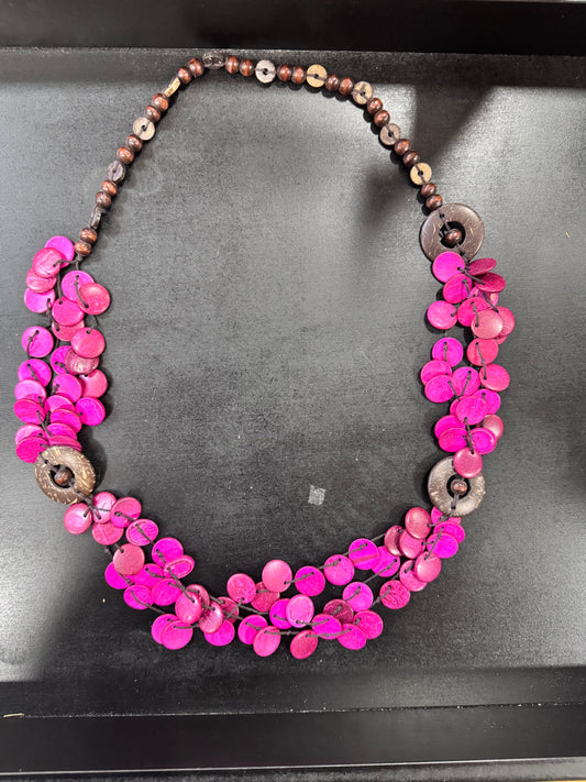 Fuchsia Wood Necklace