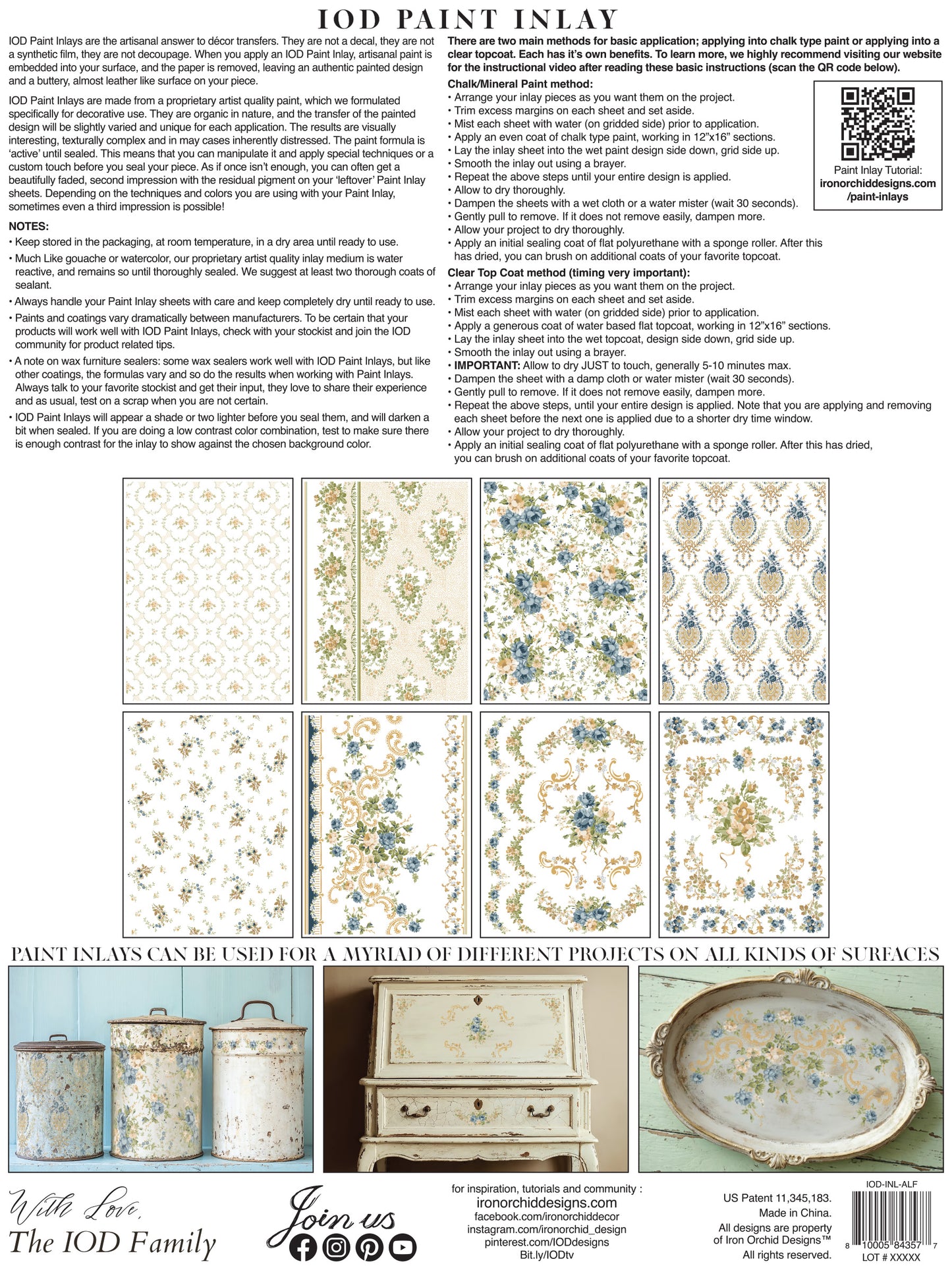 Alfred Peats and Co. Iron Orchid Designs Paint Inlay