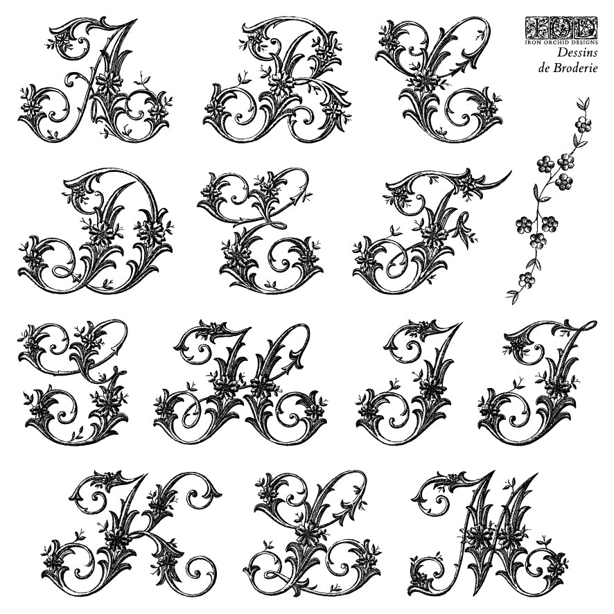 Dessins de Broderie Labels Stamp Set