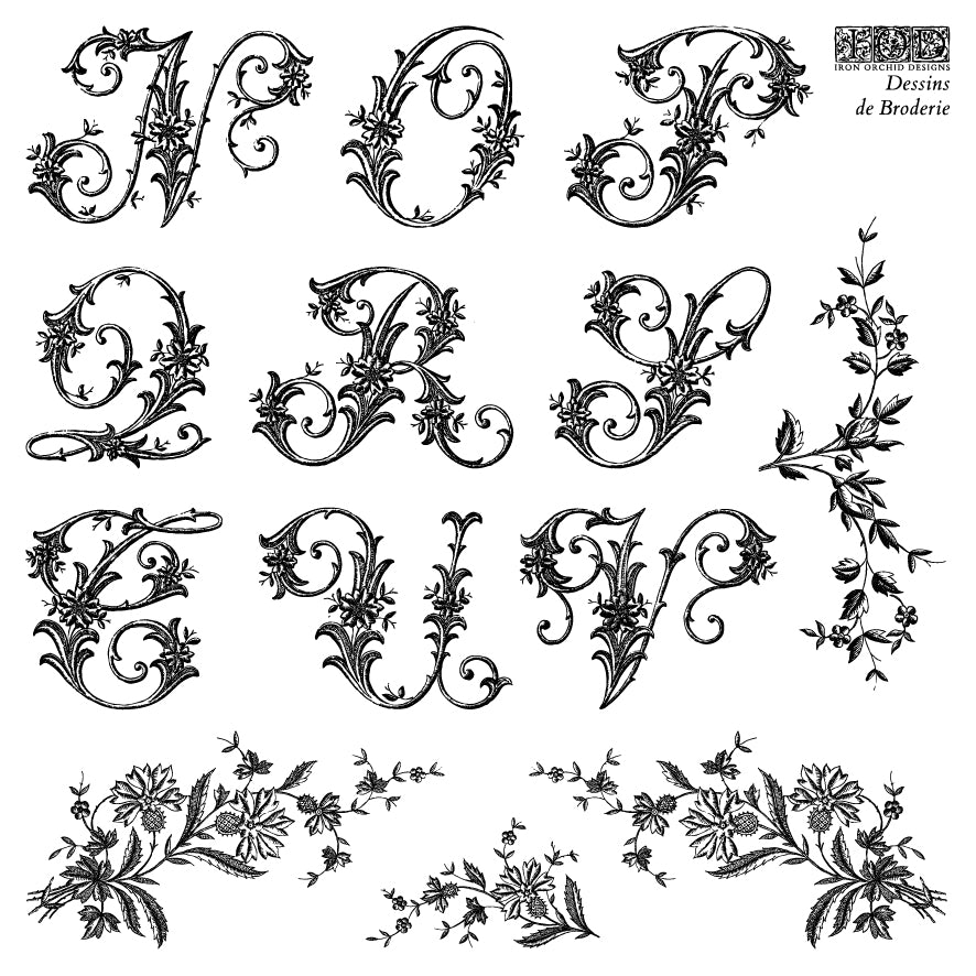 Dessins de Broderie Labels Stamp Set