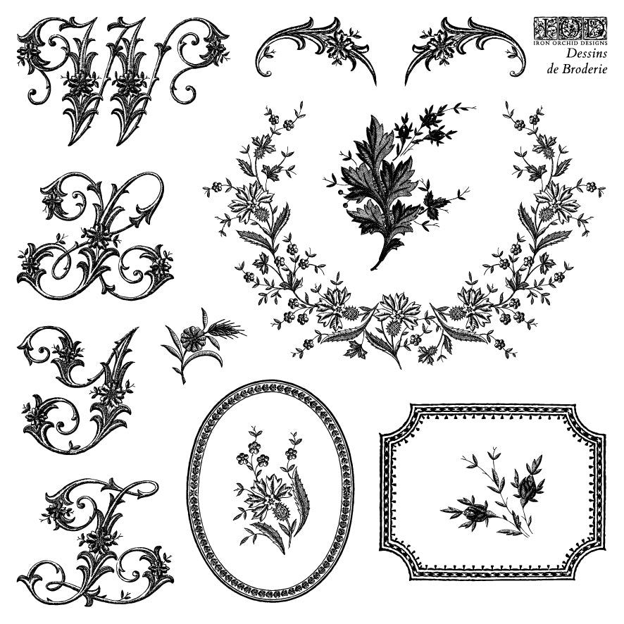 Dessins de Broderie Labels Stamp Set
