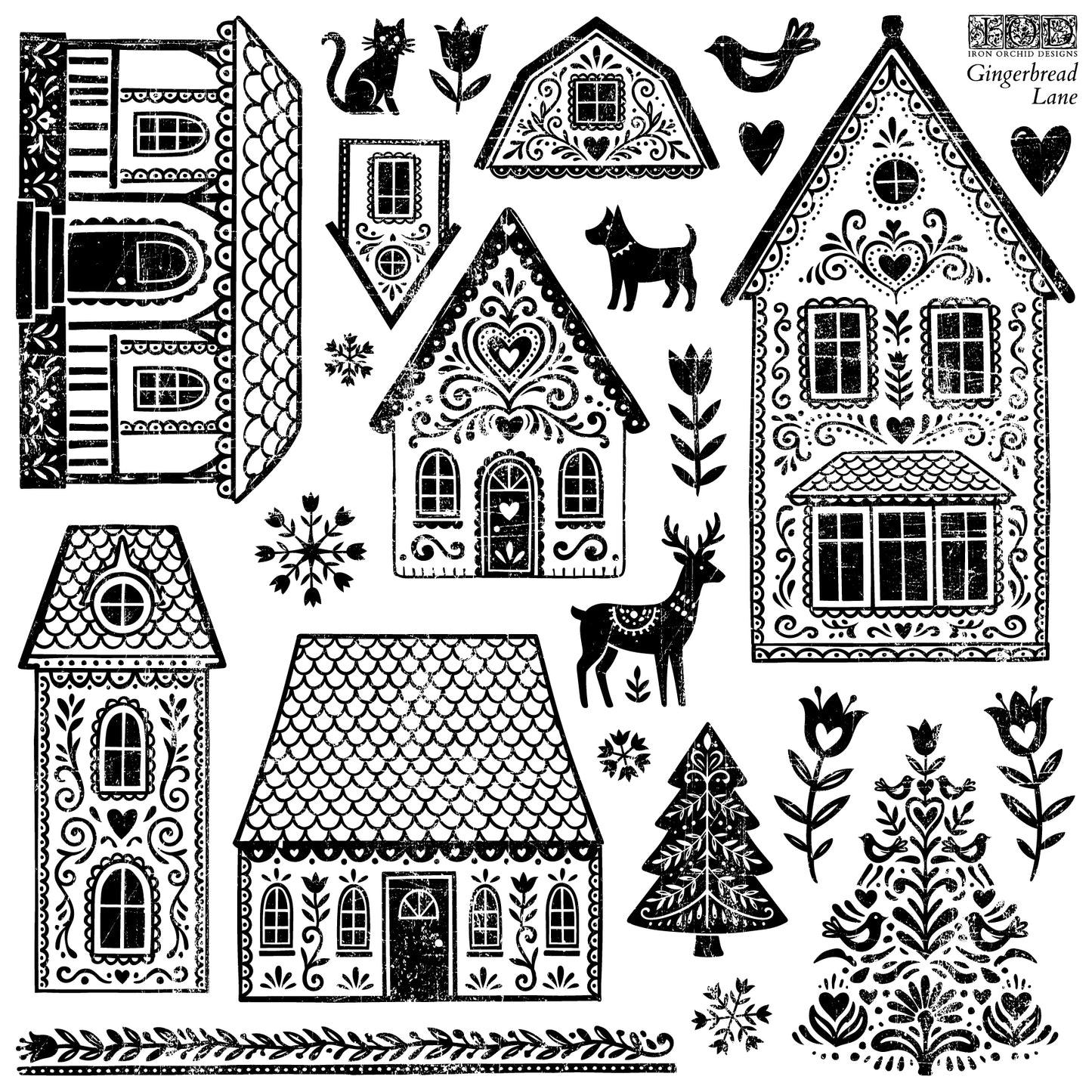 Gingerbread Lane Stamp Set 2026 Iron Orchid Designs Holiday Collection