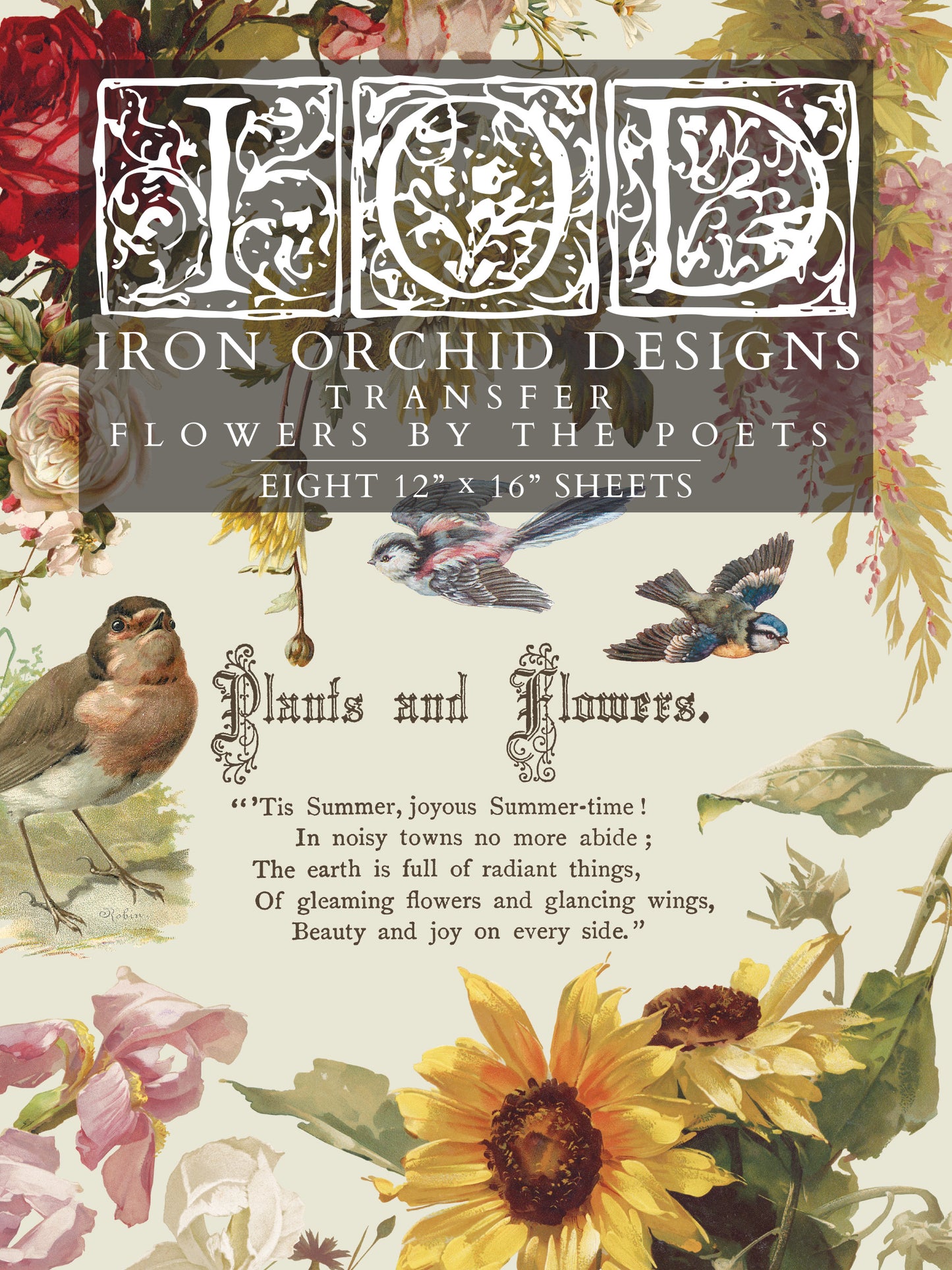 Flowers by the Poets Iron Orchid Designs Transfer Set