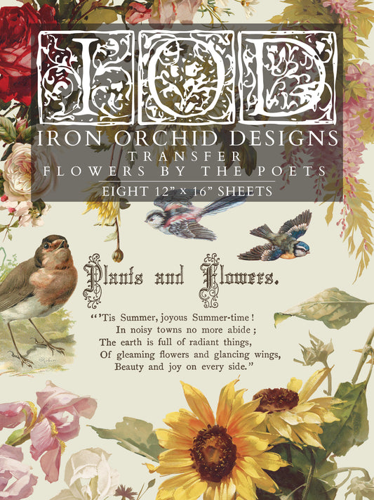 Flowers by the Poets Iron Orchid Designs Transfer Set