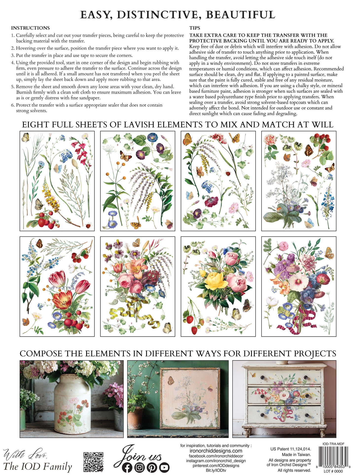 Marcha des Fleurs Iron Orchid Designs Transfer Set