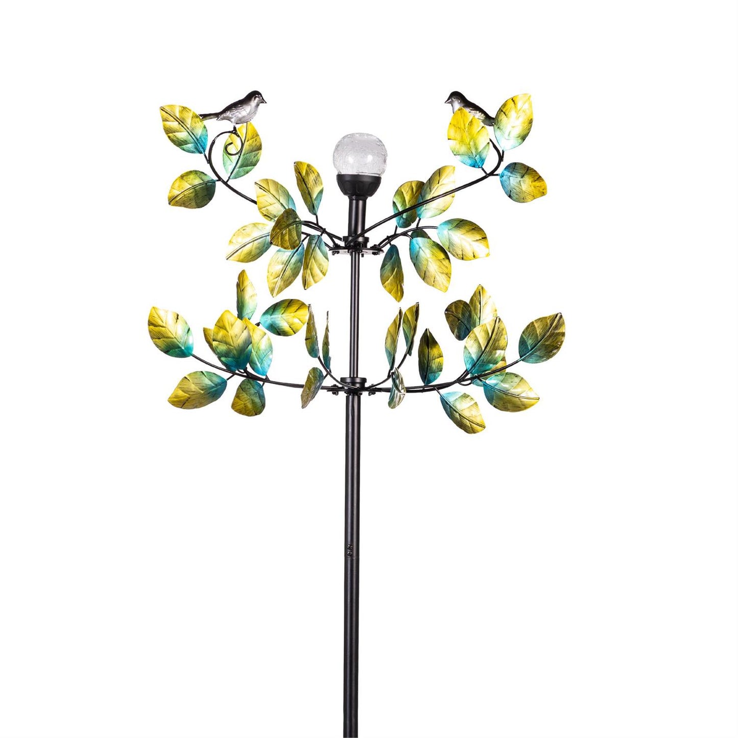 Birds and Leaves Solar Wind Spinner 80" H