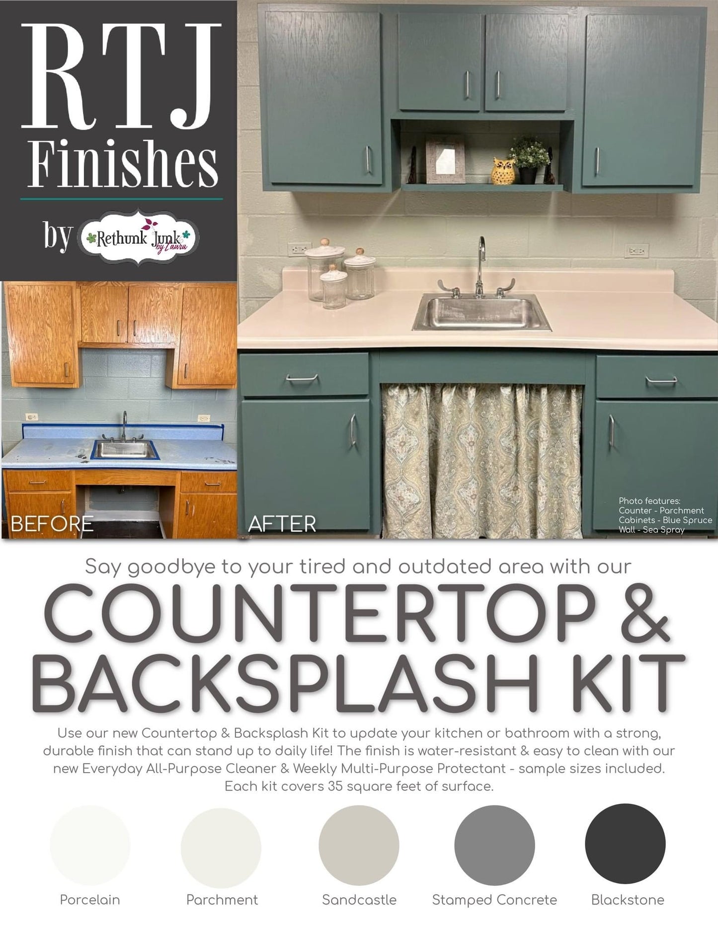 Countertop and Backsplash Kit by Rethunk Junk Paint by Laura