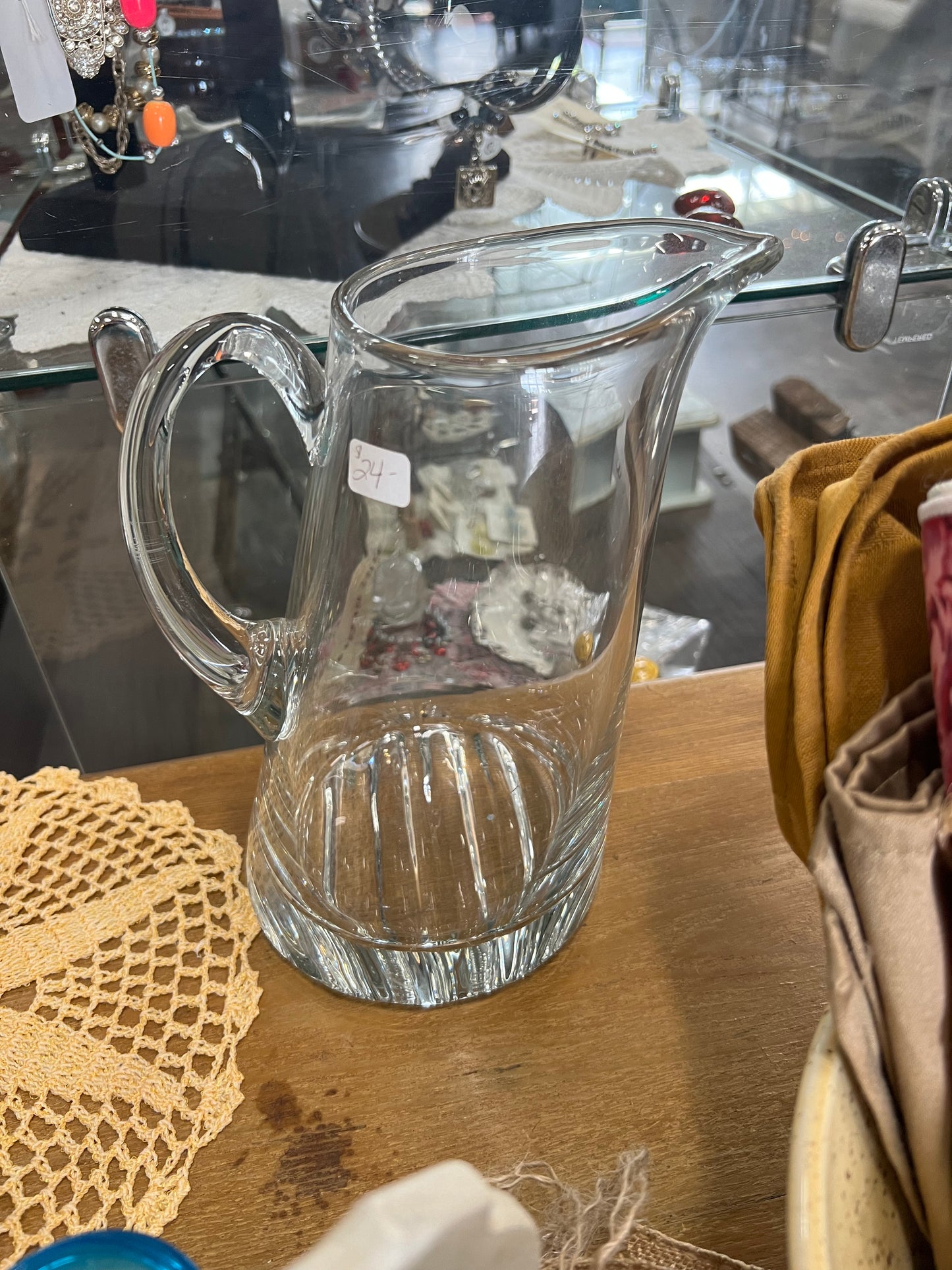 Leaning Glass Beverage Pitcher