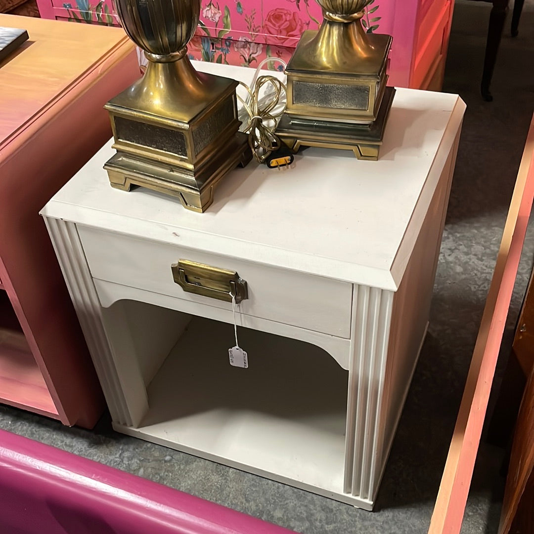 Single Drawer White Nightstand