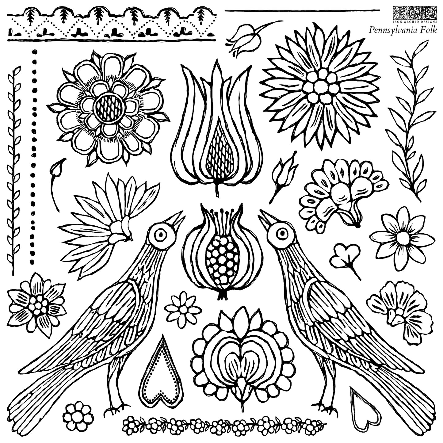 Pennsylvania Folk Iron Orchid Designs Stamp set