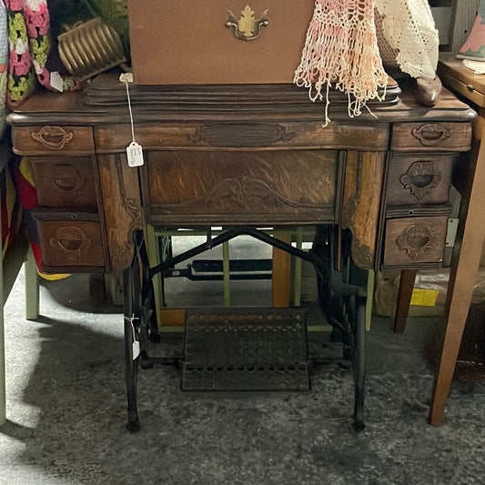 White Brand Treadle Sewing Machine with Table