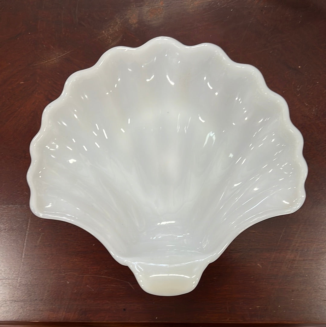 Milk Glass Seashell Dish