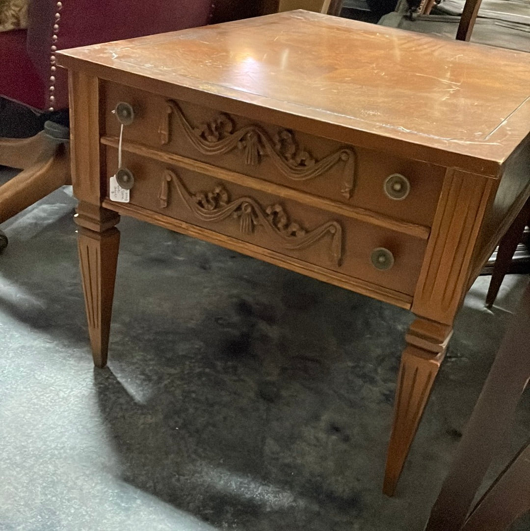 Inlaid Wood Side table and side table with drawer set