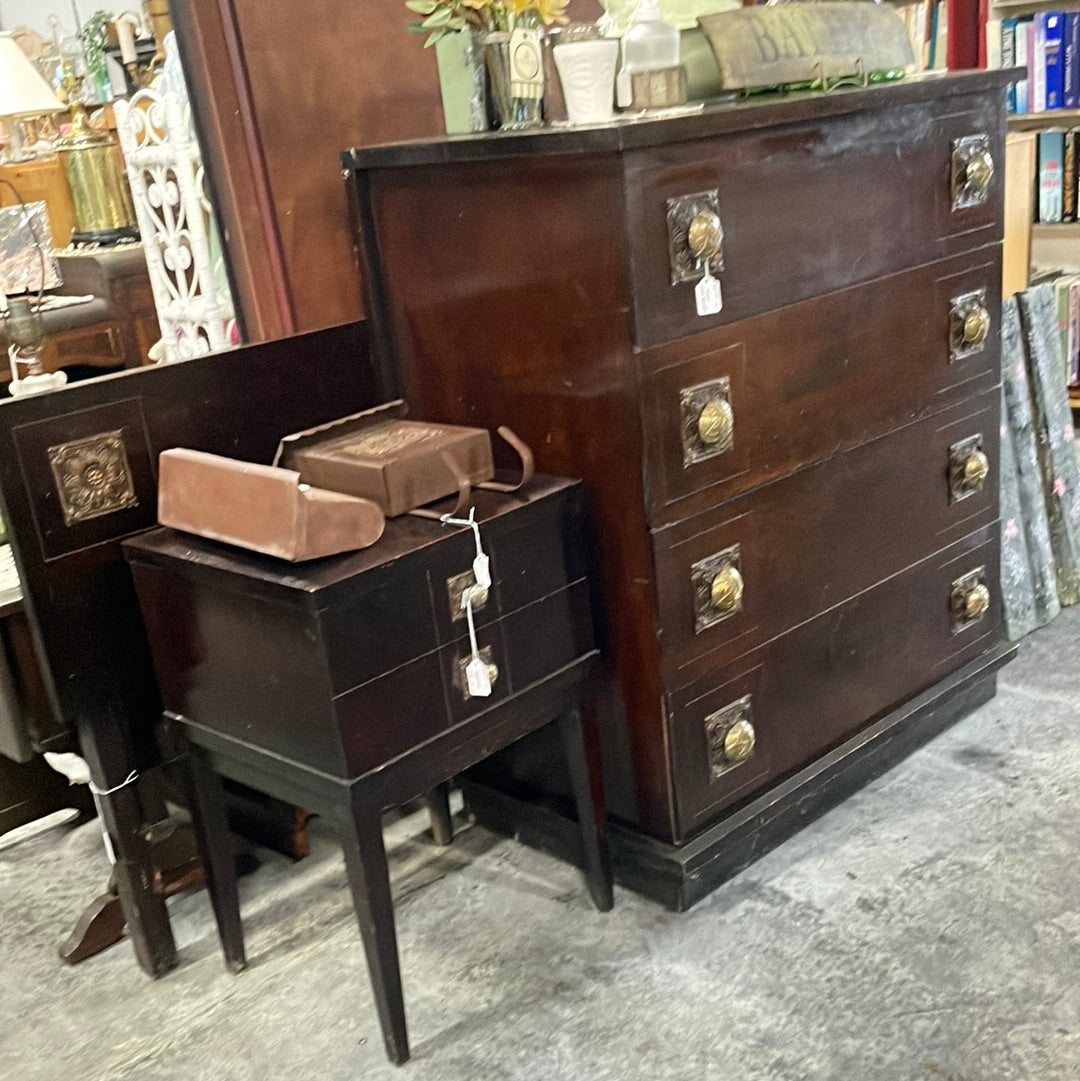 Mid Century Dark Cherry 5 Piece Bedroom Suite