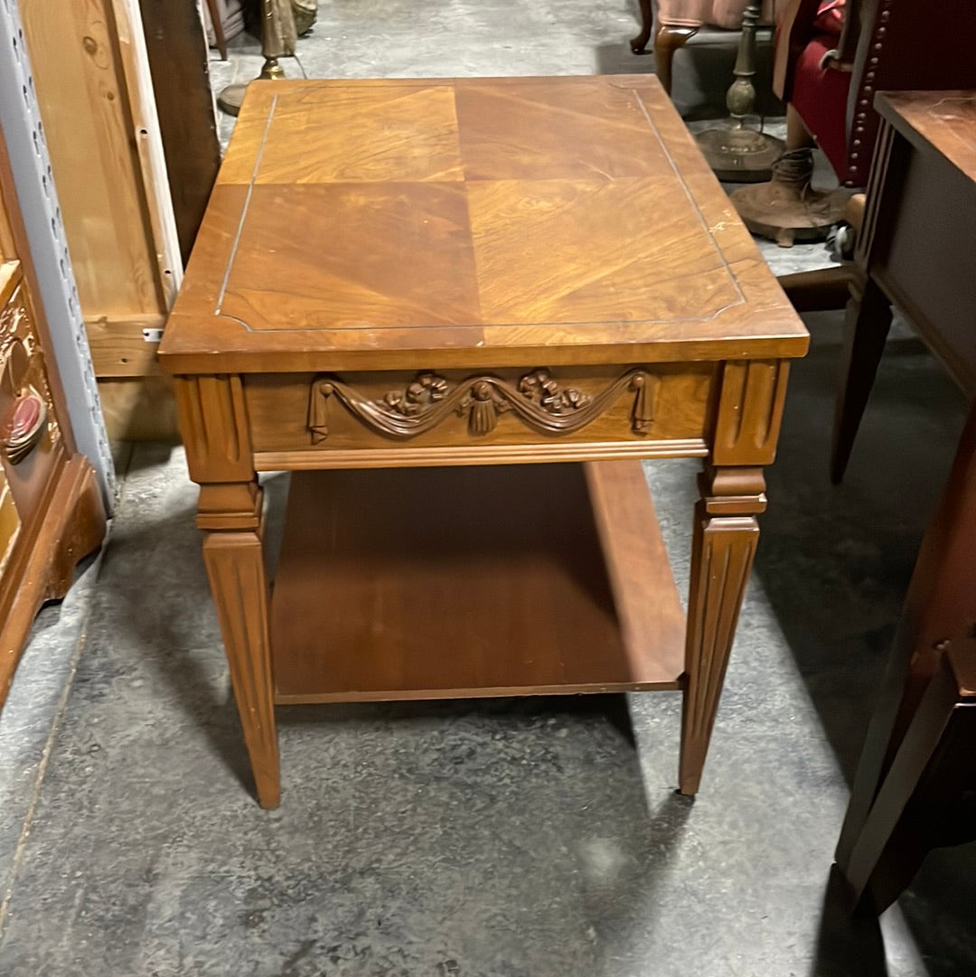 Inlaid Wood Side table and side table with drawer set