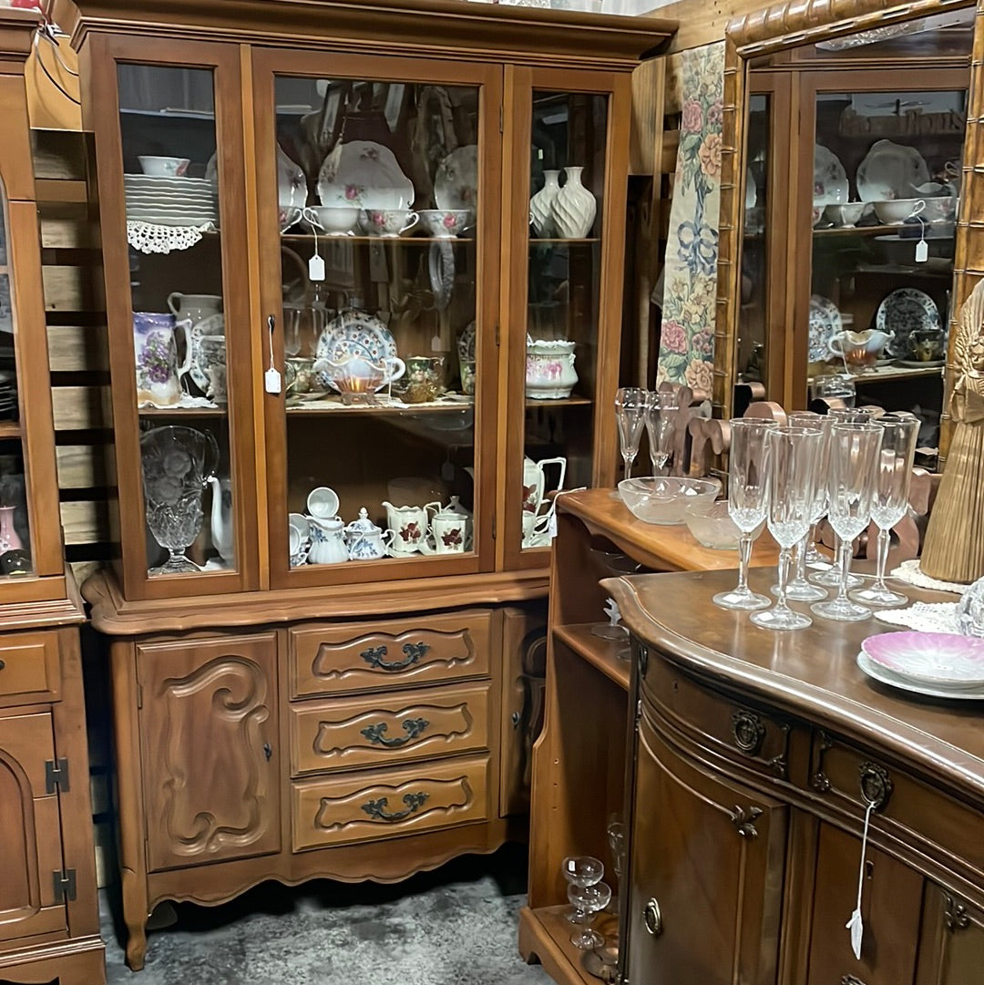French Provincial Maple China Cabinet