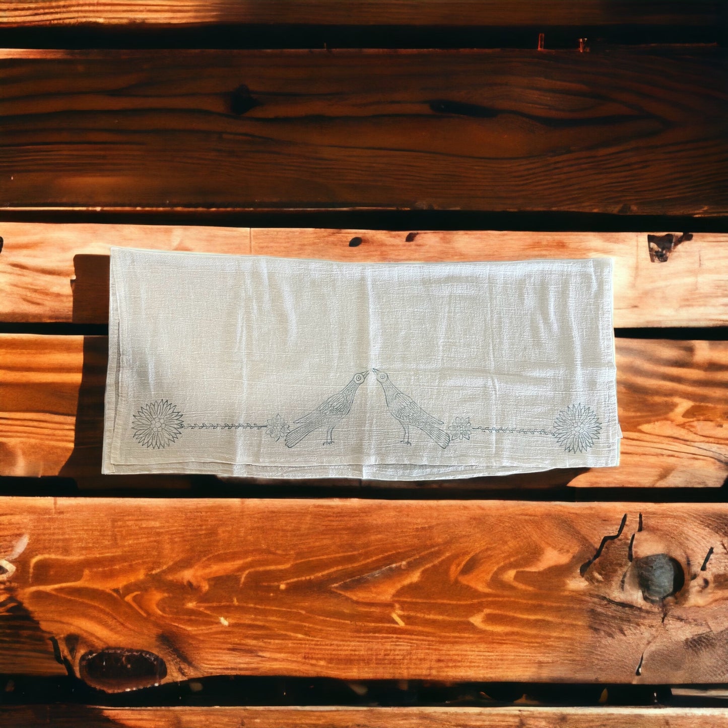 Folk Art White Cotton Flour Sack Towel