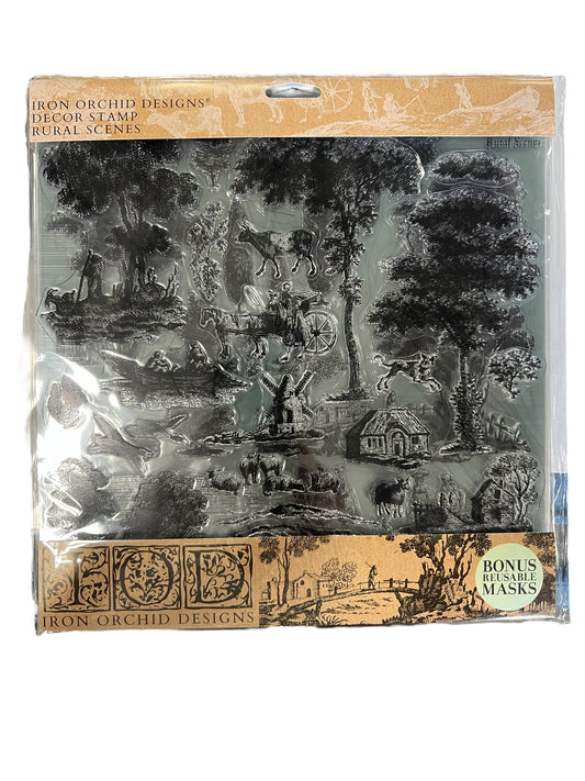 Rural Scenes Iron Orchid Designs Stamp set Retired