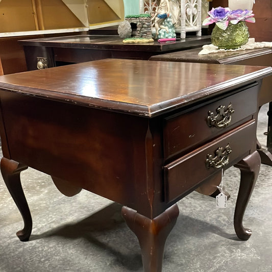 Vintage Cherry Side Table w/ Cabriole Legs