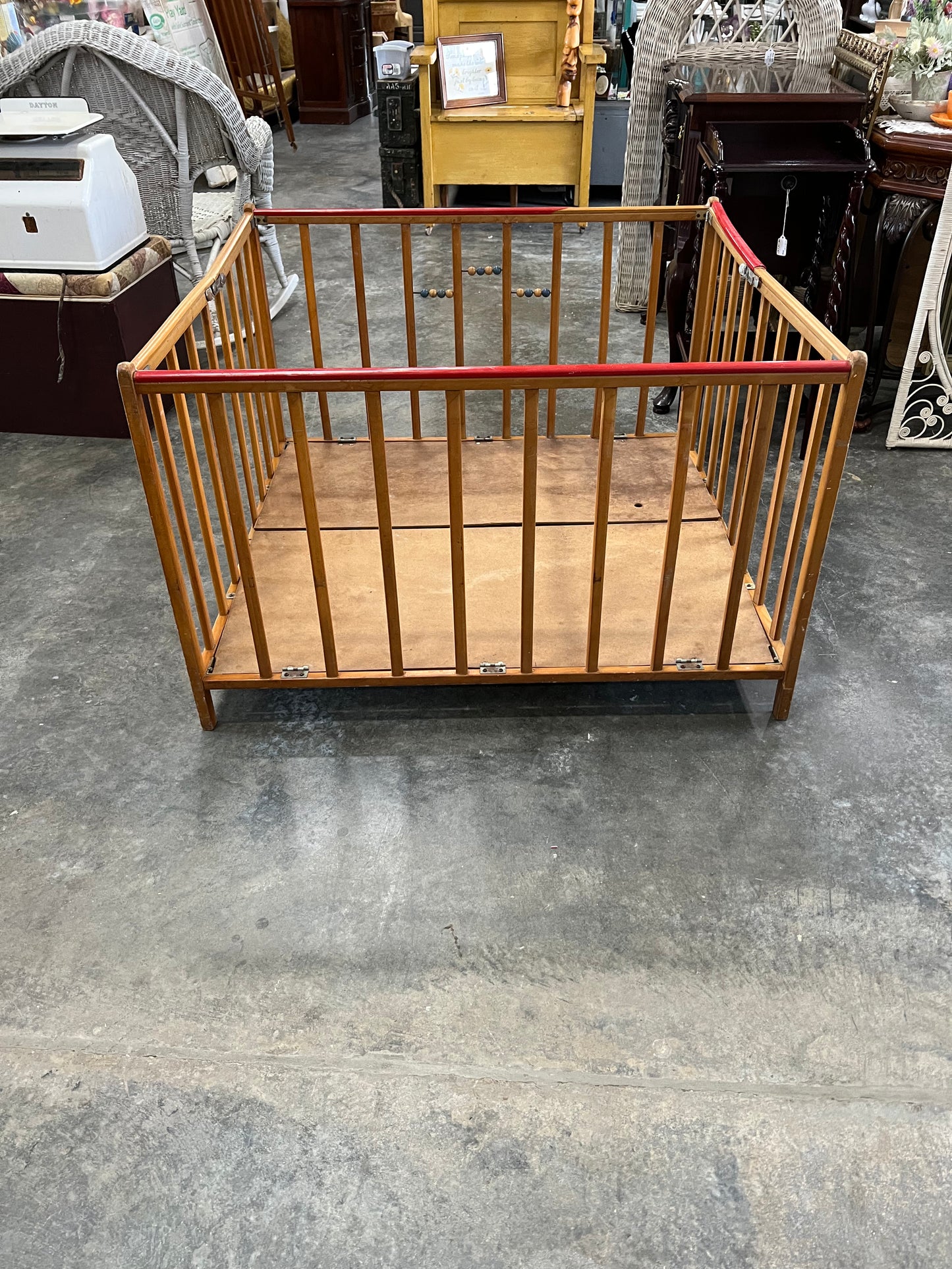 Mid Century Wooden Fold-out Playpen