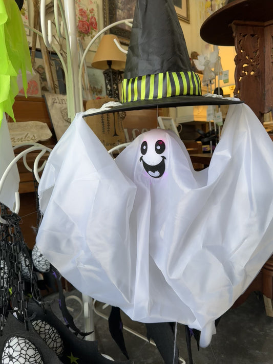 Animated Witch Hat Ghost with Color-Changing LED Lights and Sound