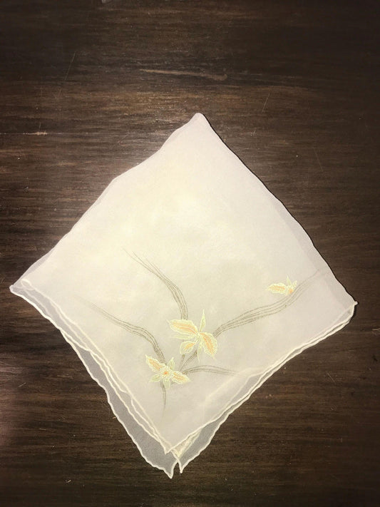 Cream Hand Rolled Japanese Silk Handkerchief