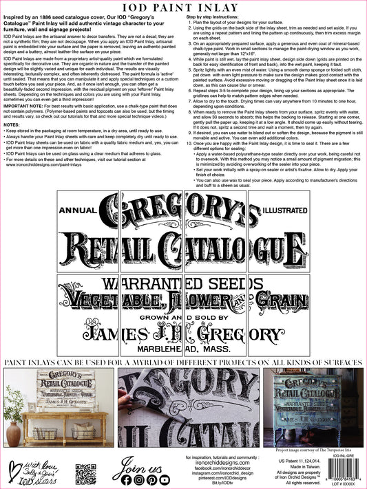 Gregory's Catalogue Iron Orchid Designs Paint Inlay