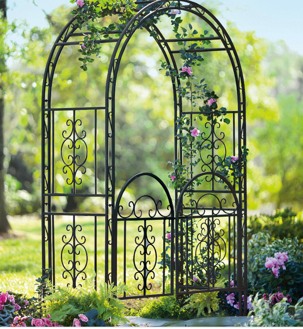 Montebello Iron Garden Arbor with Gate