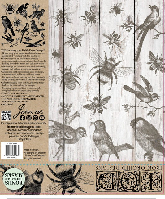 Birds & Bees Iron Orchid Designs Stamp set