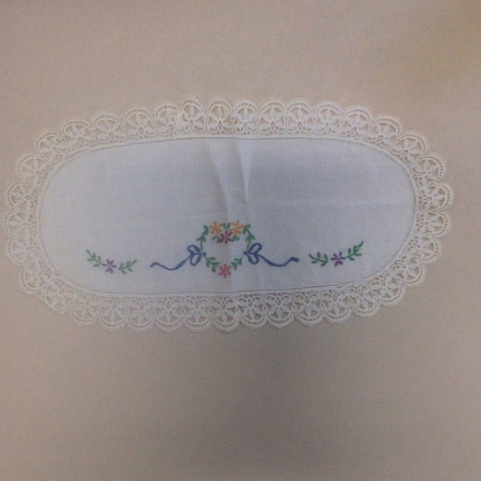 Doily-Oval Embroidered Linen and Lace