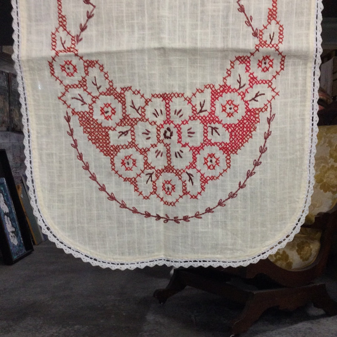 Hand Embroidered Linen Table Runner