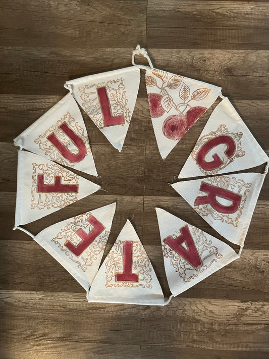 “Grateful” hanging banner bunting handcrafted handmade