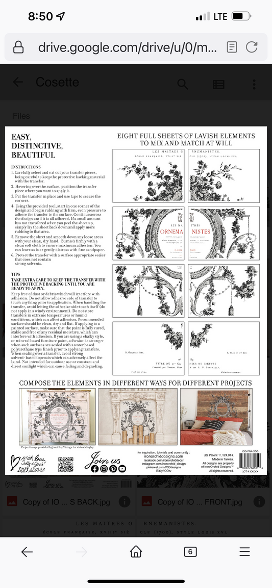 Cosette Iron Orchid Designs Transfer