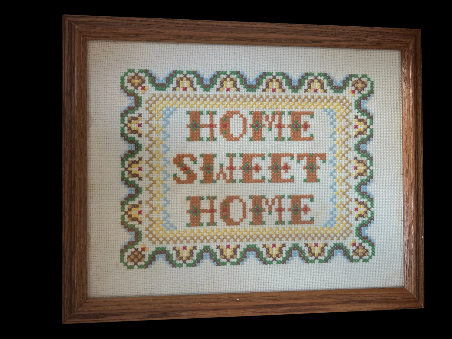 Hand made Hand stitched Home Sweet Home Cross stitched sampler