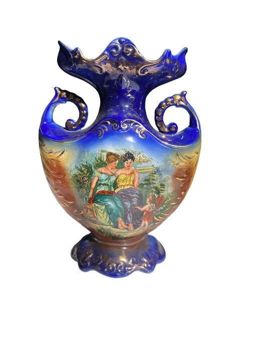 Vintage Ironstone Victorian Cobalt Blue vase