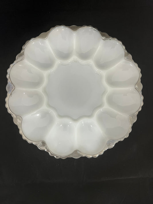 Milk Glass Deviled Egg Platter