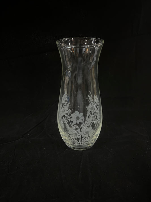 Etched glass vase florals